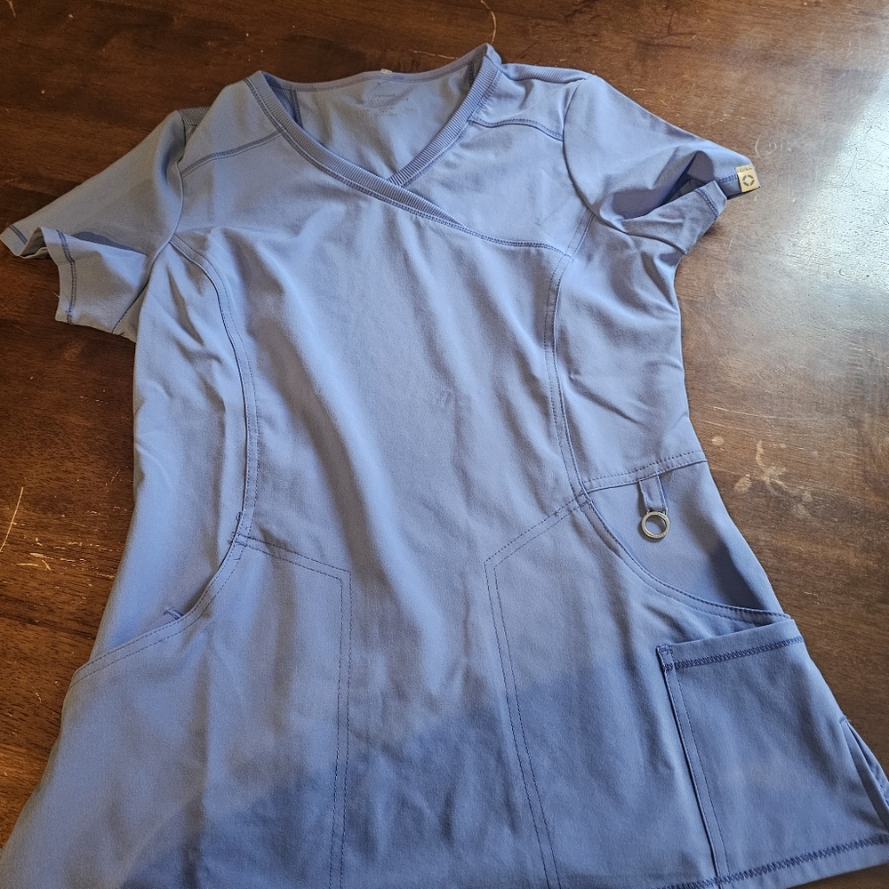 Cherokee F-2625A Infinity Women's Mock Wrap Top Scrub, Ciel, Size S